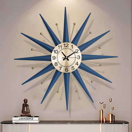 HAOWANJP Large Wall Clock Metal Decorative, Mid Century Silent Non-Ticking Big Clocks, Modern Home Decorations for Living Room,Bedroom,Dining Room, Office, 22 Inch