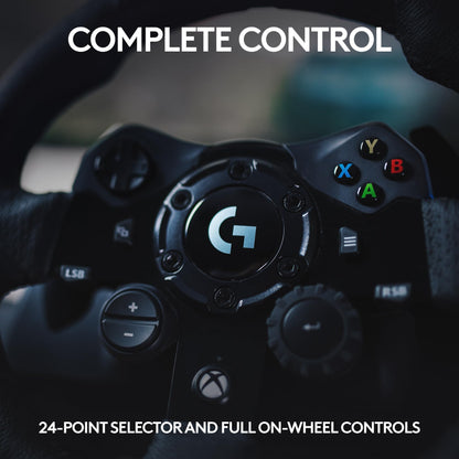 Logitech G923 Racing Wheel and Pedals for Xbox Series X|S, Xbox One and PC featuring TRUEFORCE up to 1000 Hz Force Feedback, Responsive Pedal, Dual Clutch Launch Control, and Genuine Leather Wheel Cover