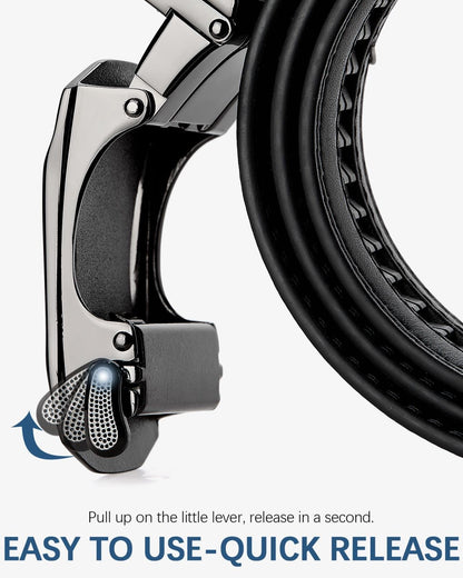 BOSTANTEN Mens Belt Leather Ratchet Dress Belt with Sliding Adjustable Buckle, Trim to Fit