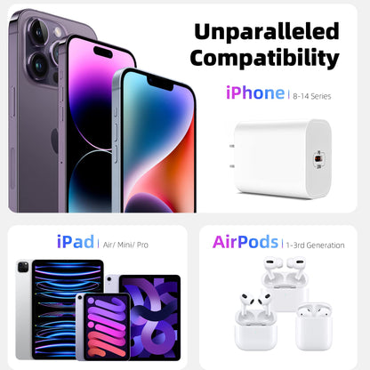 iPhone Charger Fast Charging [MFi Certified] 2 Pack 20W PD USB C Wall Charger Adapter with 2 Pack USB C to Lightning Cable Compatible for i Phone 14 13 12 11 Pro Max XR XS X and More