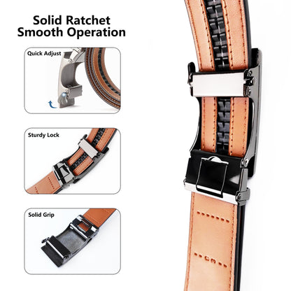 Coipdfty Mens Belts Leather Ratchet Adjustable Men's Belts for Casual Jeans Pant (Brushed black-black buckle-black belt 31"-36")
