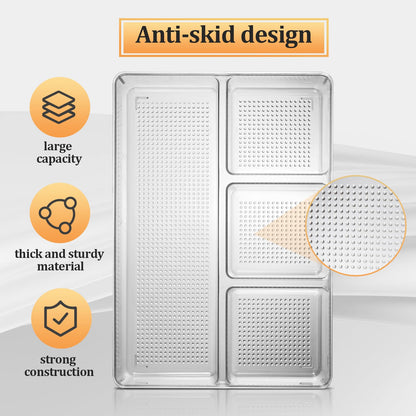 CherHome Drawer Organizer，2PCS Clear Organization and Storage Set，Desk Drawer Organizer Food Snack Organizer，Plastic Organizer Bins for Kitchen Drawer，Bathroom，Makeup and Office(13 X 8.9 X 2.3in)