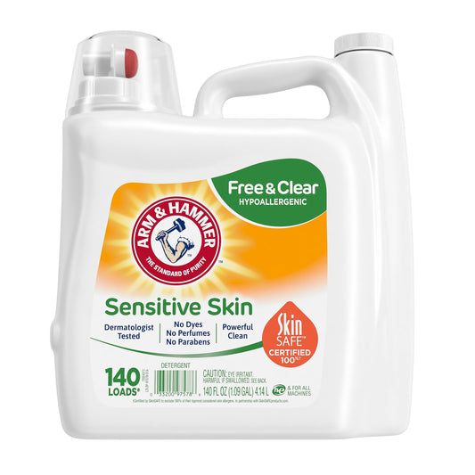 Arm & Hammer Sensitive Skin Free & Clear, 140 Loads Liquid Laundry Detergent, 140 Fl oz