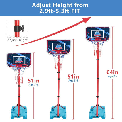 VROGTIK Basketball Hoop for Kids Ages 4-8 Outdoor Toys for Boys 4-6 - Adjustable Height, 3 Balls Included Kids Basketball Hoop Outdoor - Backyard Room Toy Gift