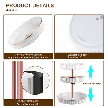2 Tier Lazy Susan Organizer, Spice Rack Organizer for Cabinet, Lazy Susan Spice Organizer Plastic Turntable, 360° Rotating Spice RackCountertop Organization and Storage, White(Diameter 10.23"-11.81")