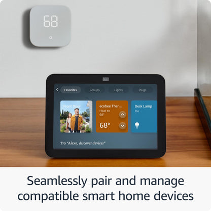 Echo Show 8 (3rd Gen, 2023 release) in Charcoal bundle with Sengled Smart Color Bulb