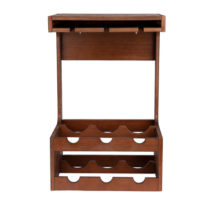 Mind Reader Wine and Wine Glass Rack, Wine Glass Holder, Countertop Bar Organizer, Wood, 13" L x 10.25" W x 20" H, Brown