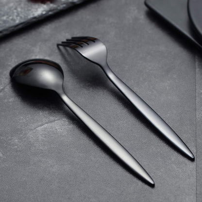 20 Piece Black Silverware Set, Stainless Steel Flatware Set, Titanium Black Cutlery Set, Service Set for 4 (Shiny Black)