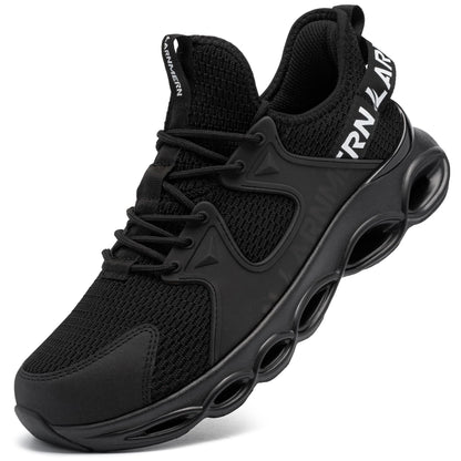 LARNMERN Steel Toe Shoes for Men Lightweight Safety Toe Shoes Comfortable Work Sneakers Indestructible Composite Toe Black White