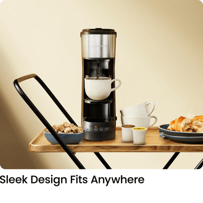 Chefman INSTACOFFEE MAX+ Pod & Coffee Ground Brewer with Lift & Water Reservoir-LR, 14 Ounces, Black