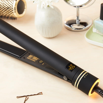Hot Tools Pro Artist Black Gold Evolve Ionic Salon Hair Flat Iron | Long-Lasting & 24K Gold One-Step Hair Dryer and Volumizer | Style and Dry, Professional Blowout