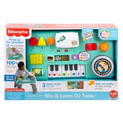Fisher-Price Laugh & Learn Baby & Toddler Toy Mix & Learn DJ Table Musical Activity Center with Lights & Sounds for Ages 6+ Months