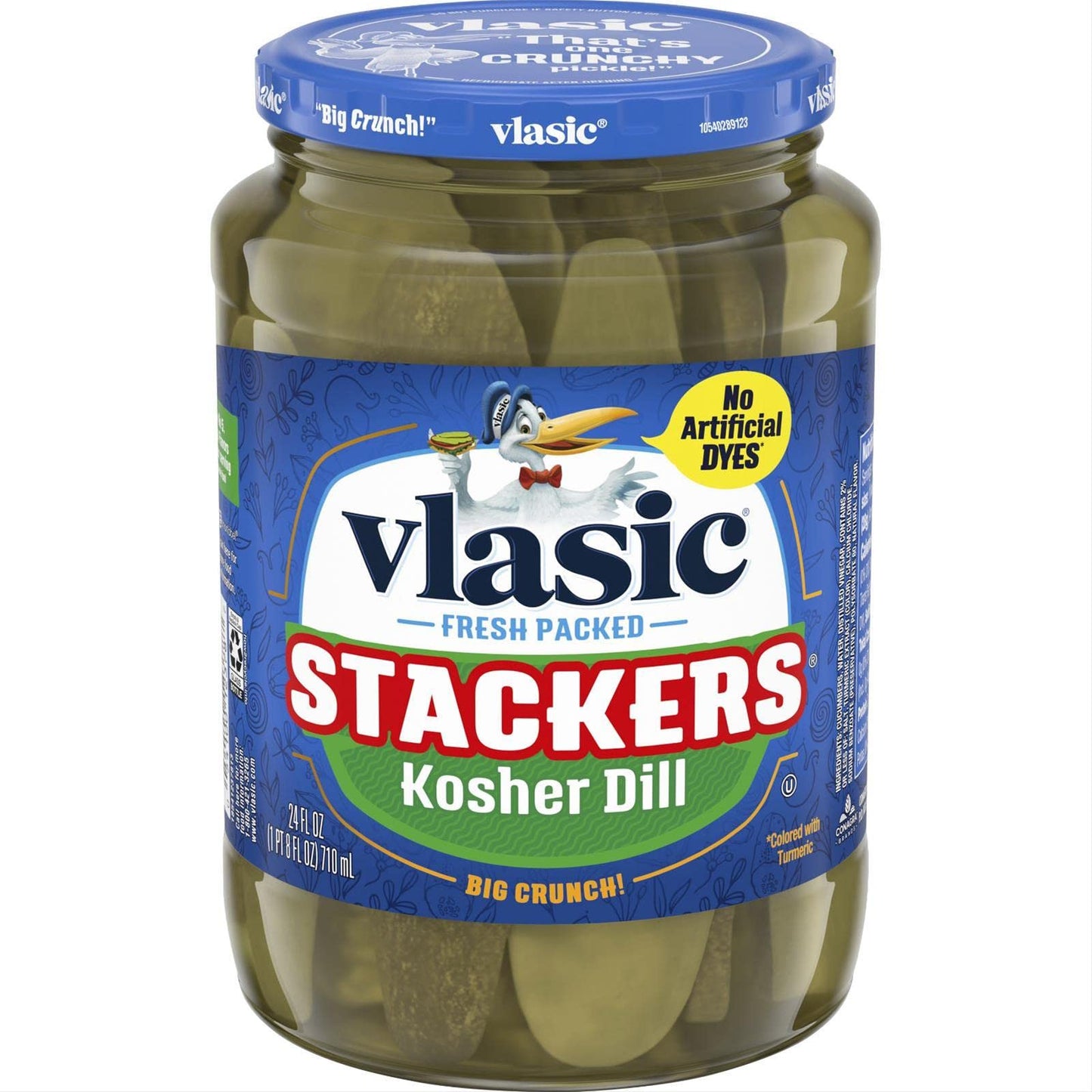 Vlasic Stackers Kosher Dill Pickles, Keto Friendly, 12 - 24 Ounce Jars (Pack of 12)