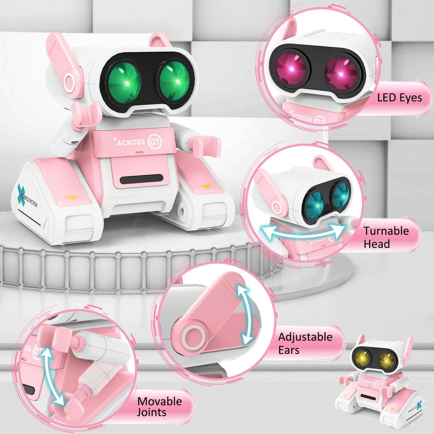 OYMMENEY Robot Toys, Remote Control Toy Robots, RC Robots for Kids with LED Eyes, Flexible Head & Arms, Dance Moves and Music, Birthday for Kids Age 3 4 5 6 7 8 9