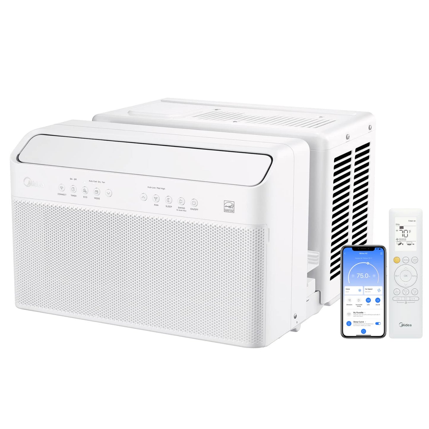 Midea 12,000 BTU U-Shaped Smart Inverter Air Conditioner–Cools up to 550 Sq. Ft., Ultra Quiet with Open Window Flexibility, Works with Alexa/Google Assistant, 35% Energy Savings, Remote Control