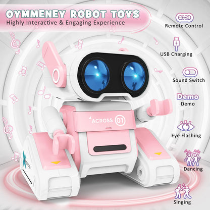 OYMMENEY Robot Toys, Remote Control Toy Robots, RC Robots for Kids with LED Eyes, Flexible Head & Arms, Dance Moves and Music, Birthday for Kids Age 3 4 5 6 7 8 9