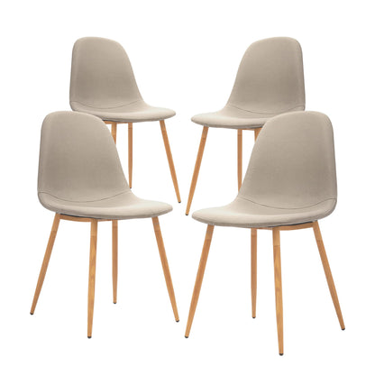 CangLong Upholstered Cushion Seat Back, Mid Century Metal Legs for Kitchen Dining Room Side Chair, Set of 4, Light Grey