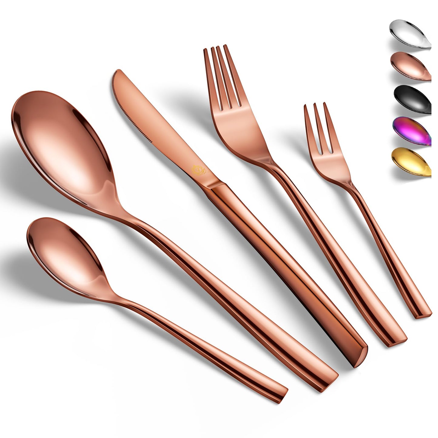vancasso Silverware Set for 6, 30 Piece Stainless Steel Cutlery Set Rose Gold, Flatware Set Includes Forks Spoons Knives, Mirror Polished, for Fancy Kitchen Home Restaurant Party, with Gift Box
