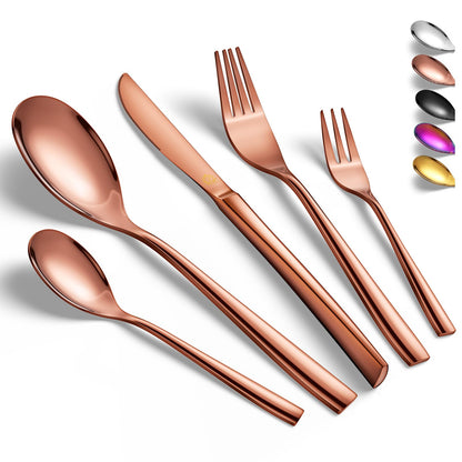vancasso Silverware Set for 6, 30 Piece Stainless Steel Cutlery Set Rose Gold, Flatware Set Includes Forks Spoons Knives, Mirror Polished, for Fancy Kitchen Home Restaurant Party, with Gift Box