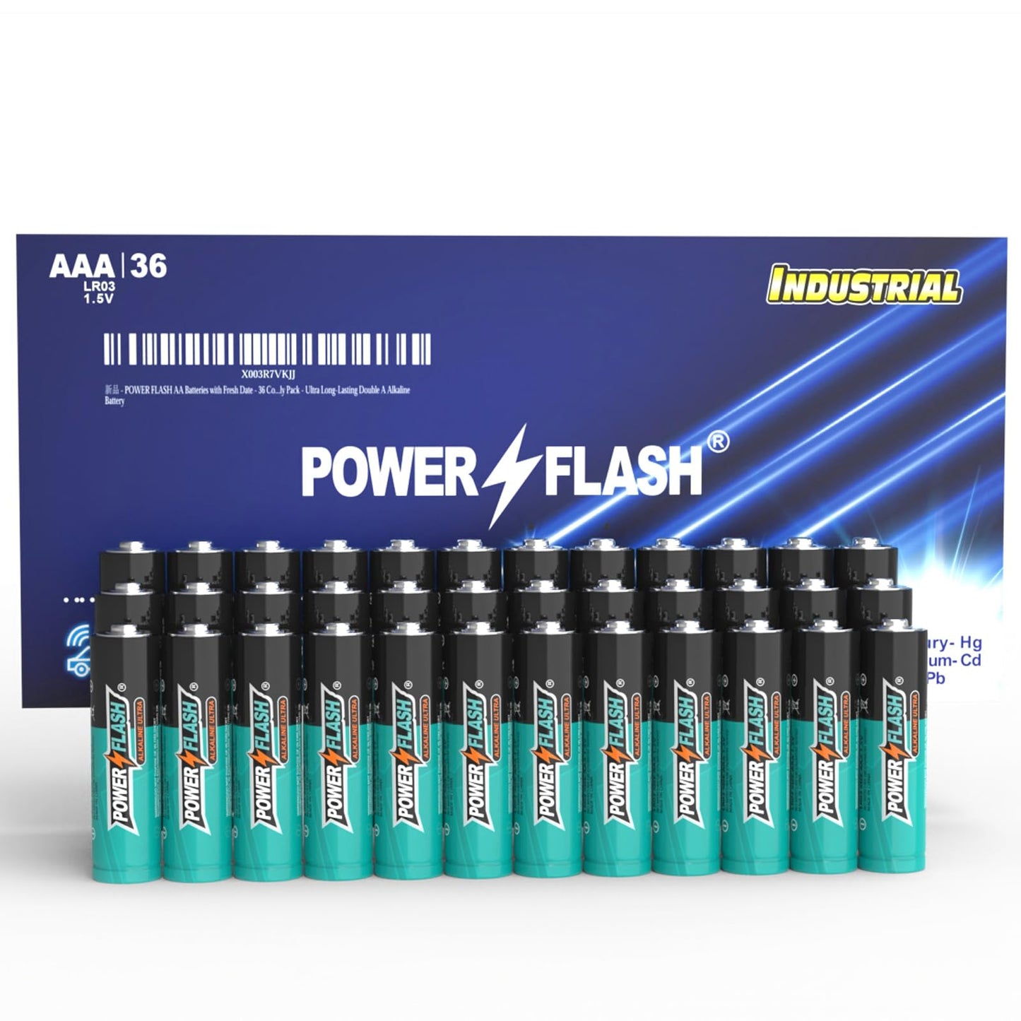 POWER FLASH 36 AAA Batteries, Batteries Provide Long Lasting Power, 10 Year Battery Warranty, Alkaline AAA Batteries for Home and Office Equipment