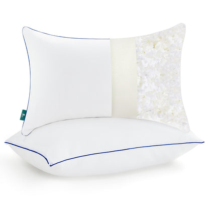 CHUN YI Shredded Memory Foam Pillows King Size Set of 2, Bed Pillows for Sleeping 2 Pack for Back Stomach Side Sleepers, Firm Pillows with Removable Cover from Bamboo Rayon 20x36 in