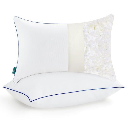 CHUN YI Shredded Memory Foam Pillows King Size Set of 2, Bed Pillows for Sleeping 2 Pack for Back Stomach Side Sleepers, Firm Pillows with Removable Cover from Bamboo Rayon 20x36 in