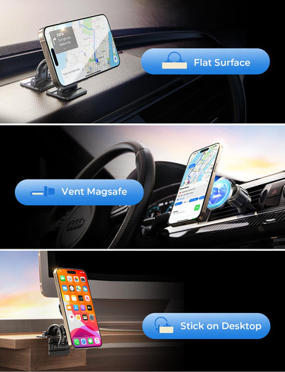 LISEN for MagSafe Car Mount, Magnetic Phone Holder for Car, Hands Free iPhone Car Holder Mount Dash Vent Phone Mount for Car Fit for iPhone 15 14 13 12 Pro Max Plus Mini MagSafe Cases