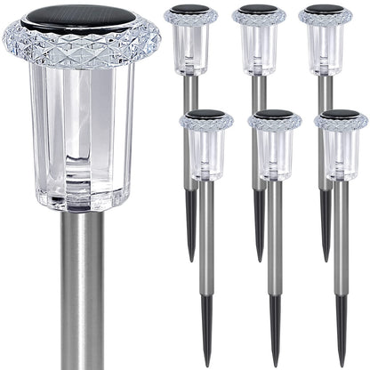 LIANGLOME Solar Lights Outdoor - IP65 Waterproof Solar Pathway Lights Stainless Steel Outdoor Solar Lights for Yard Patio Lawn Walkway and Landscape Cool White (6 Pack)