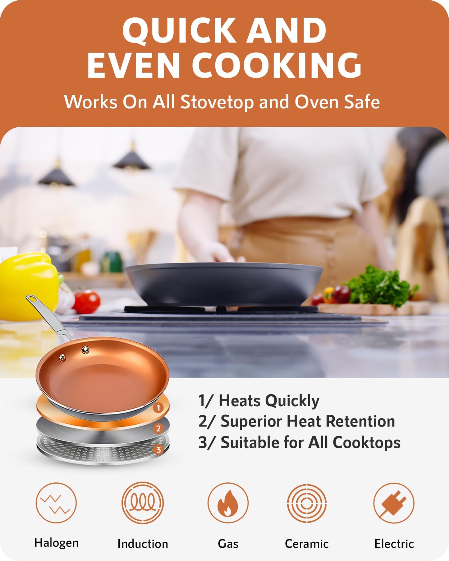Gotham Steel Pro 13 Pc Ceramic Pots and Pans Set Non Stick Cookware Sets Pot and Pan Set, Kitchen Cookware Sets, Ceramic Cookware Set, Hard Anodized Cookware Set, Pot Set, Dishwasher Safe, Copper