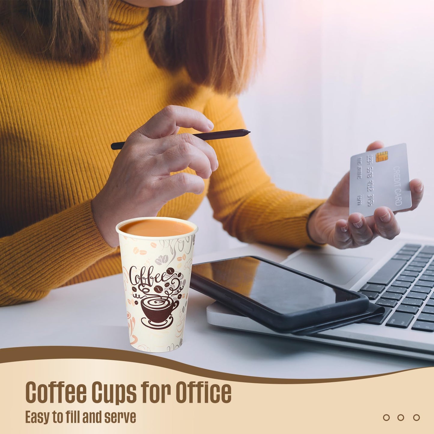 Gerrii 500 Pack Disposable Coffee Cups, Paper Coffee Cups Hot/Cold Beverage Drinking Cups for Everyday Use, Party, Picnic, Cafe, Catering, and Events (16 oz)