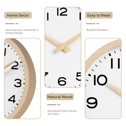 AKCISOT Wall Clock,Boho Kitchen 10 Inch Wall Clocks Battery Operated Non Ticking,Silent Modern Clock Decorative for Bedroom,Office,Bathroom,Living Room,Home (Wood Grain)
