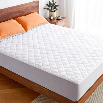 Perlecare Mattress Pad, 360° Mattress Protector for Mattresses up to 21 inches Thick, Breathable & Cooling Mattress Cover with Elastic Corners, Comfortable & Soft Mattress Pad, PCMP01WQ