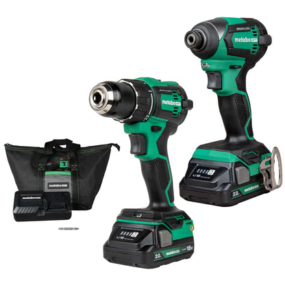 Metabo HPT 18V MultiVolt™ Cordless Brushless Driver Drill & Impact Driver Combo Kit | Includes 2-18V 2.0Ah Batteries | Lifetime Tool Warranty | KC18DEXQB