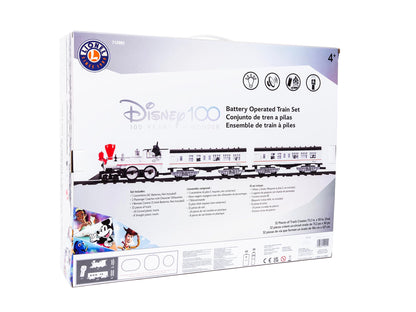 Lionel Disney100 Celebration Ready-to-Play Battery Powered Model Train Set with Remote, White, Black, Red, Large
