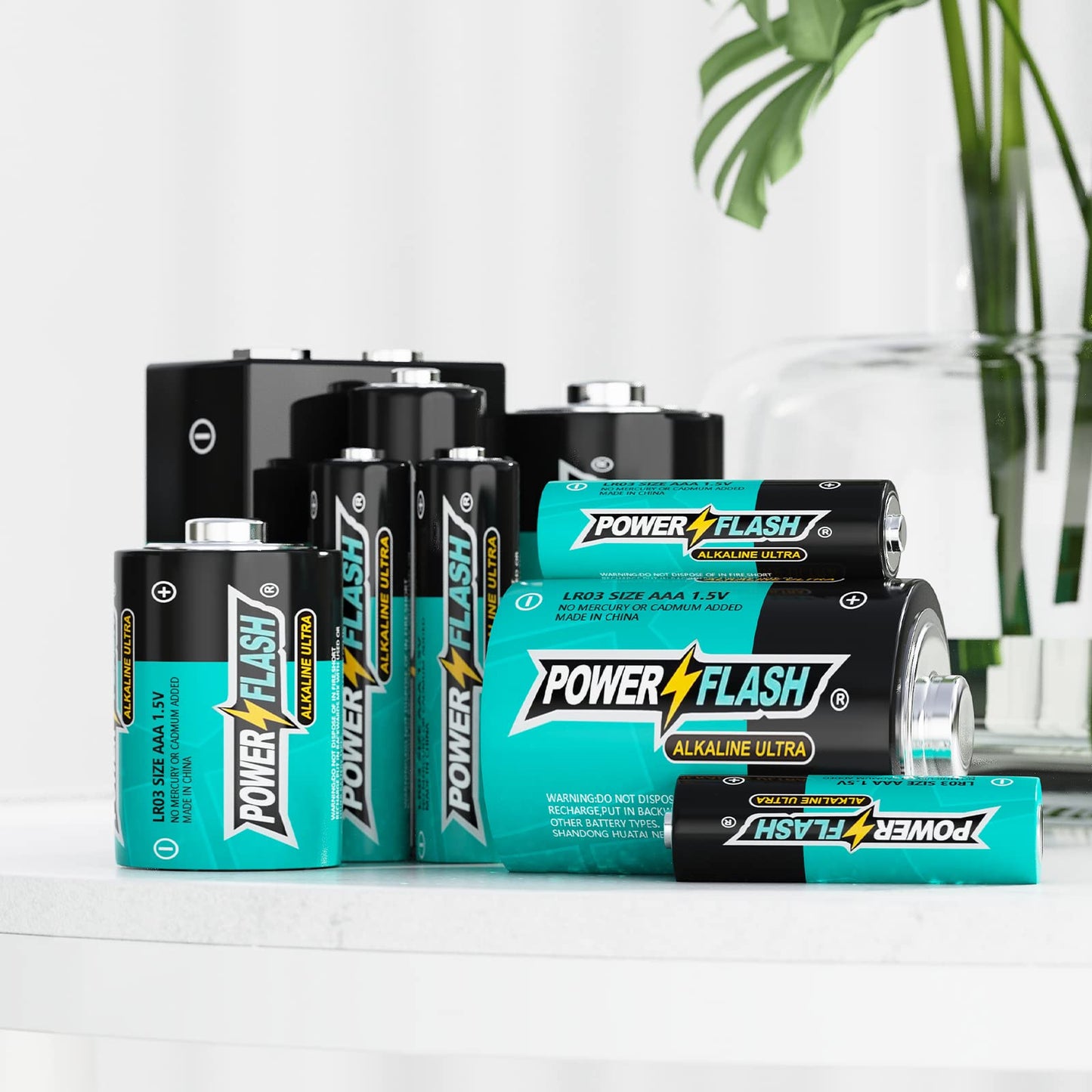 POWER FLASH 48 AA Batteries, Batteries Provide Long Lasting Power, 10 Year Battery Warranty, Alkaline AA Batteries for Home and Office Equipment (48 Count Pack)