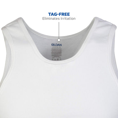 Gildan Men's A-Shirt Tanks, Multipack, Style G1104, White (12-Pack)