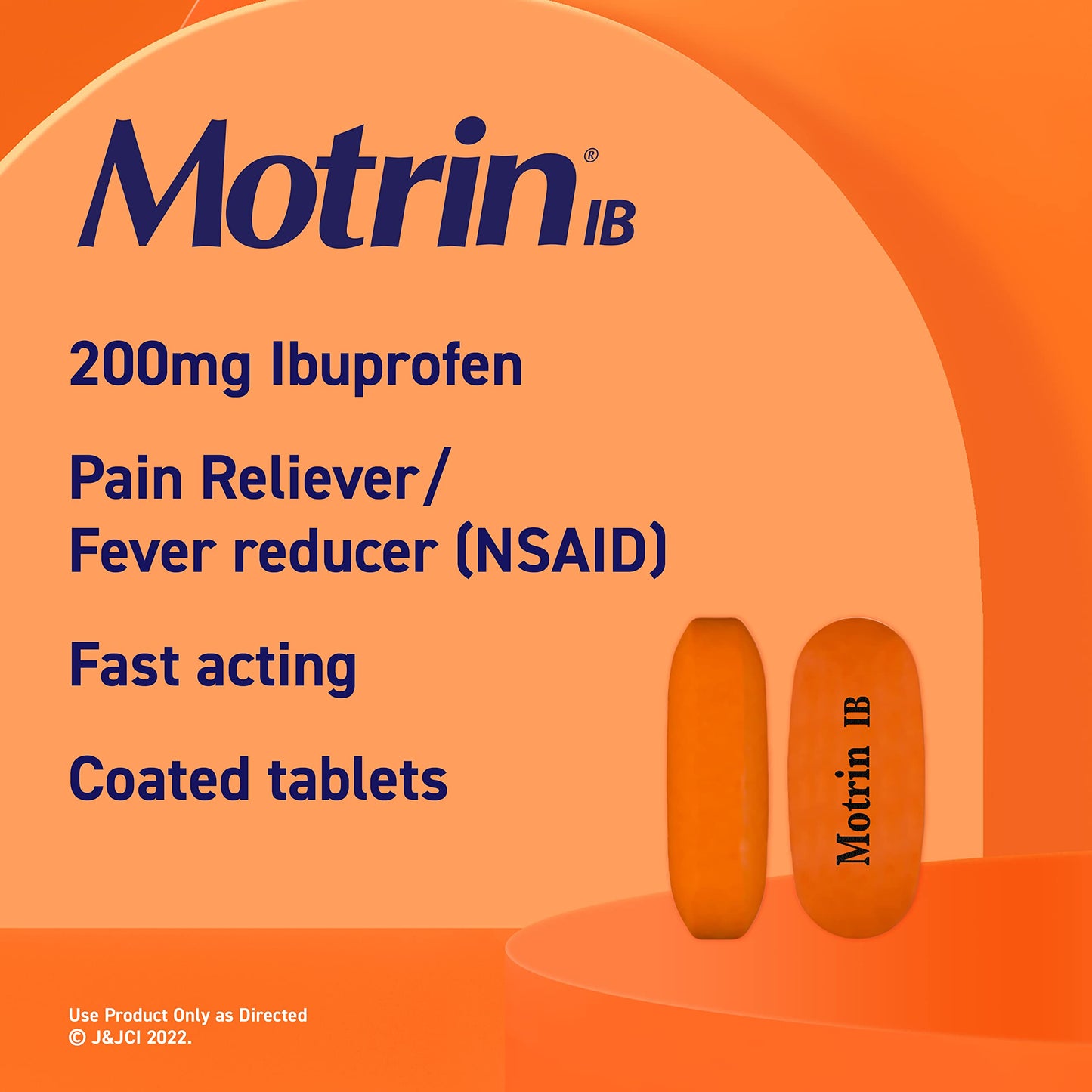 Motrin IB, Ibuprofen 200mg Tablets, Pain Reliever & Fever Reducer for Muscular Aches, Headache, Backache, Menstrual Cramps & Minor Arthritis Pain, NSAID, 225 Ct