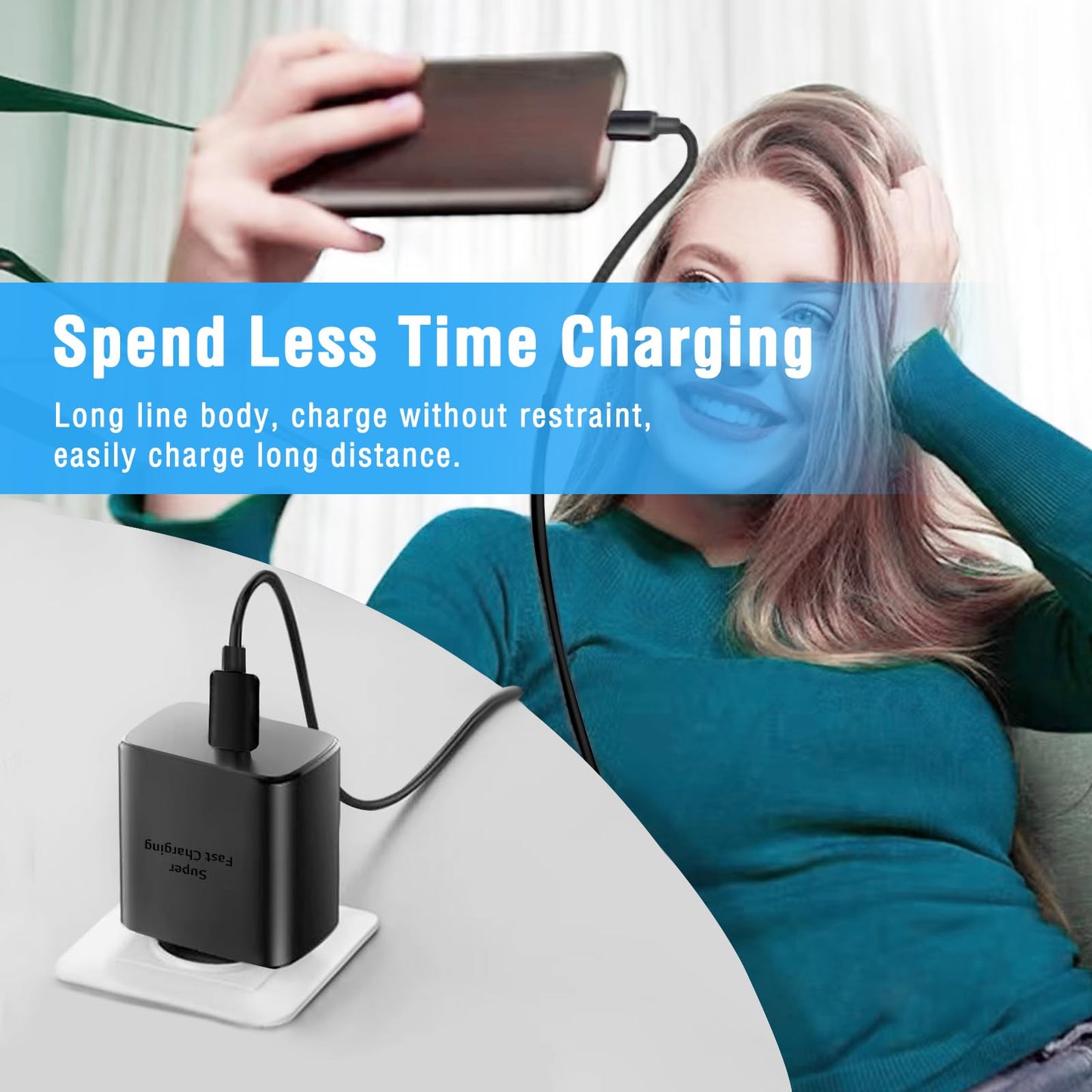 FasChageek 45W Super Fast Charger Type C Fast Charging USB C Android Phone Charger with 5FT Cable for Samsung Galaxy S24 S23 Ultra/S23/S23+/S22/S22 Ultra/S22+/Note 10/20/S20/S21 Galaxy Tab S7/S8