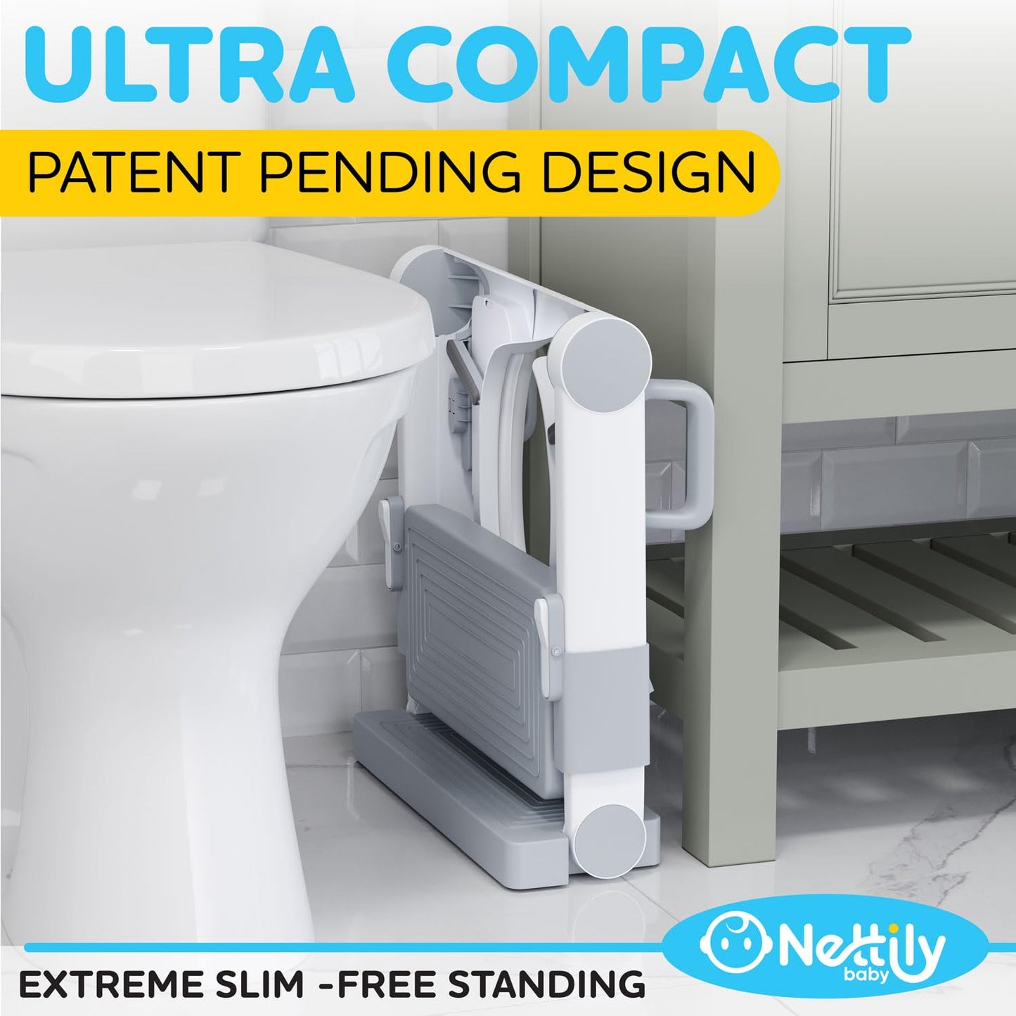 NETTILY Potty Training Seat for Toddler Boys & Girls - Toddlers COMPLETELY FOLDABLE Potty Training Toilet Seat with Ladder - PORTABLE Kids Potty Seat Toilet Chair Step Stool Trainer for Children