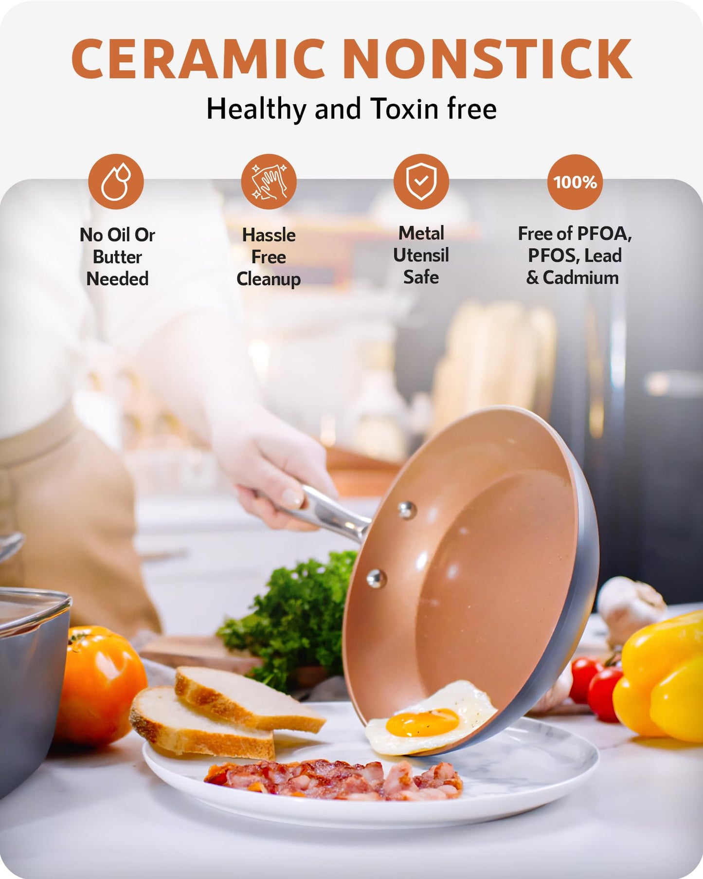 Gotham Steel Pro 13 Pc Ceramic Pots and Pans Set Non Stick Cookware Sets Pot and Pan Set, Kitchen Cookware Sets, Ceramic Cookware Set, Hard Anodized Cookware Set, Pot Set, Dishwasher Safe, Copper