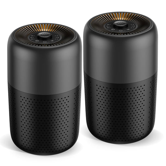 2 Pack TPLMB Air Purifiers for Bedroom,H13 HEPA Filters,Fragrance Sponge for Better Sleep,For Dust Smoke Hair Wildfire Particles,24dB Filtration System,P60 (Black)
