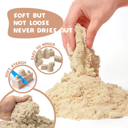 Play Sand Construction Set, 2.2Lbs Magic Sand, Construction Site Moldes Tools, Big Sand Tray, Play Sand Sensory Toys for Kids Toddlers Boys Girls