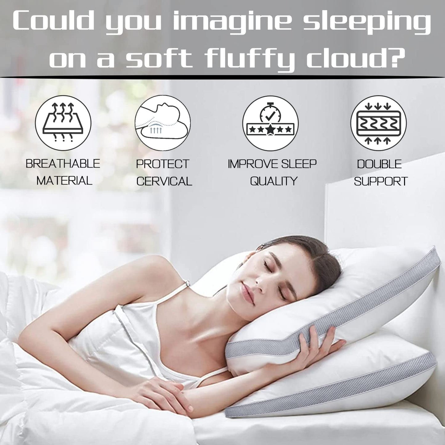 mislili Pillows Standard/Queen Size Set of 2, Bed Pillows for Sleeping, Cooling Hotel Quality with Premium Soft Down Alternative Fill for Back, Stomach or Side Sleepers