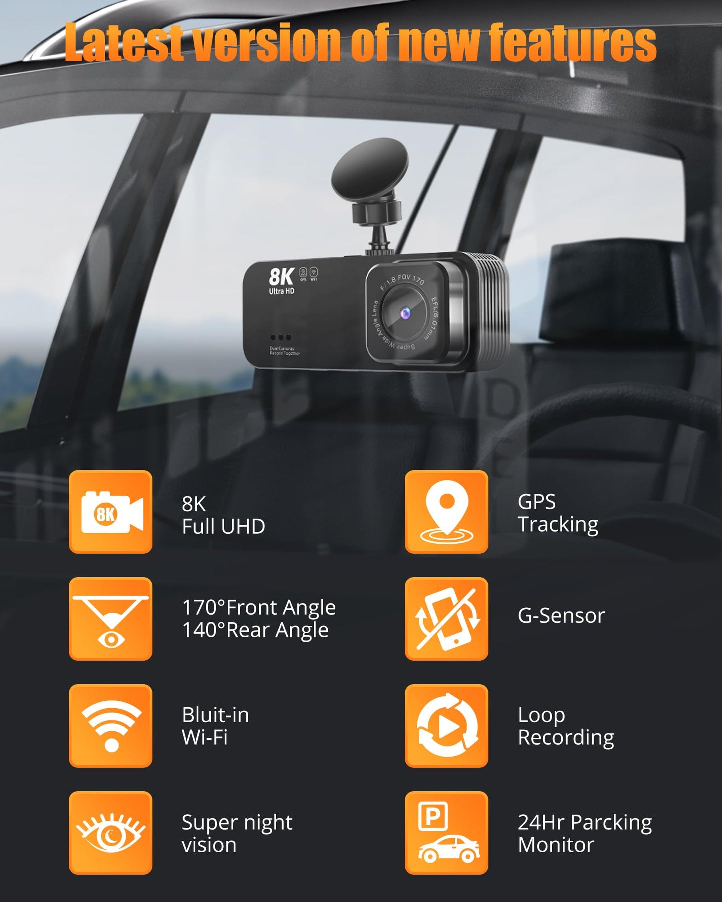 ❗UPDATE: DEAD❗ Dash Camera for Cars, 8K Full UHD Dash Cam Front and Rear Inside with App,Car Camera with Free 32GB SD Card,Built-in Wi-Fi GPS,3.16”IPS Screen,170°Wide Angle,WDR,24H Parking Mode,Night Vision