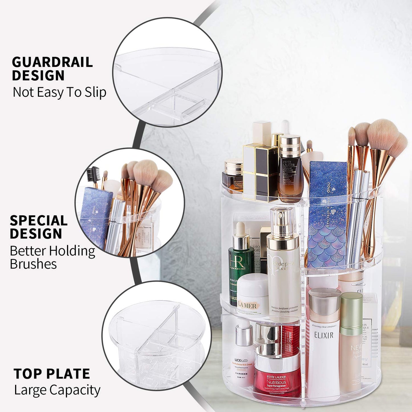 360 Rotating Makeup Organizers, Acrylic Makeup Organizers Bathroom Lazy Susan Organizer 360 Organizer Makeup Spinning Cosmetics Organizer Perfume Organizer for Cosmetics, Brushes, Creams - Clear