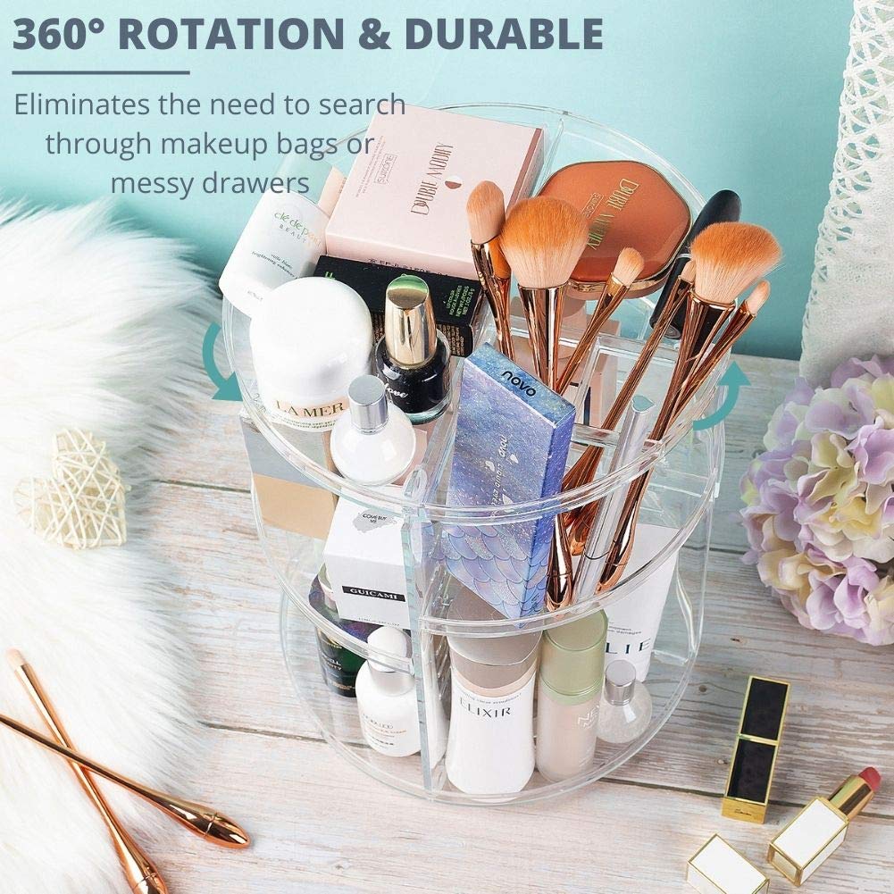 360 Rotating Makeup Organizers, Acrylic Makeup Organizers Bathroom Lazy Susan Organizer 360 Organizer Makeup Spinning Cosmetics Organizer Perfume Organizer for Cosmetics, Brushes, Creams - Clear