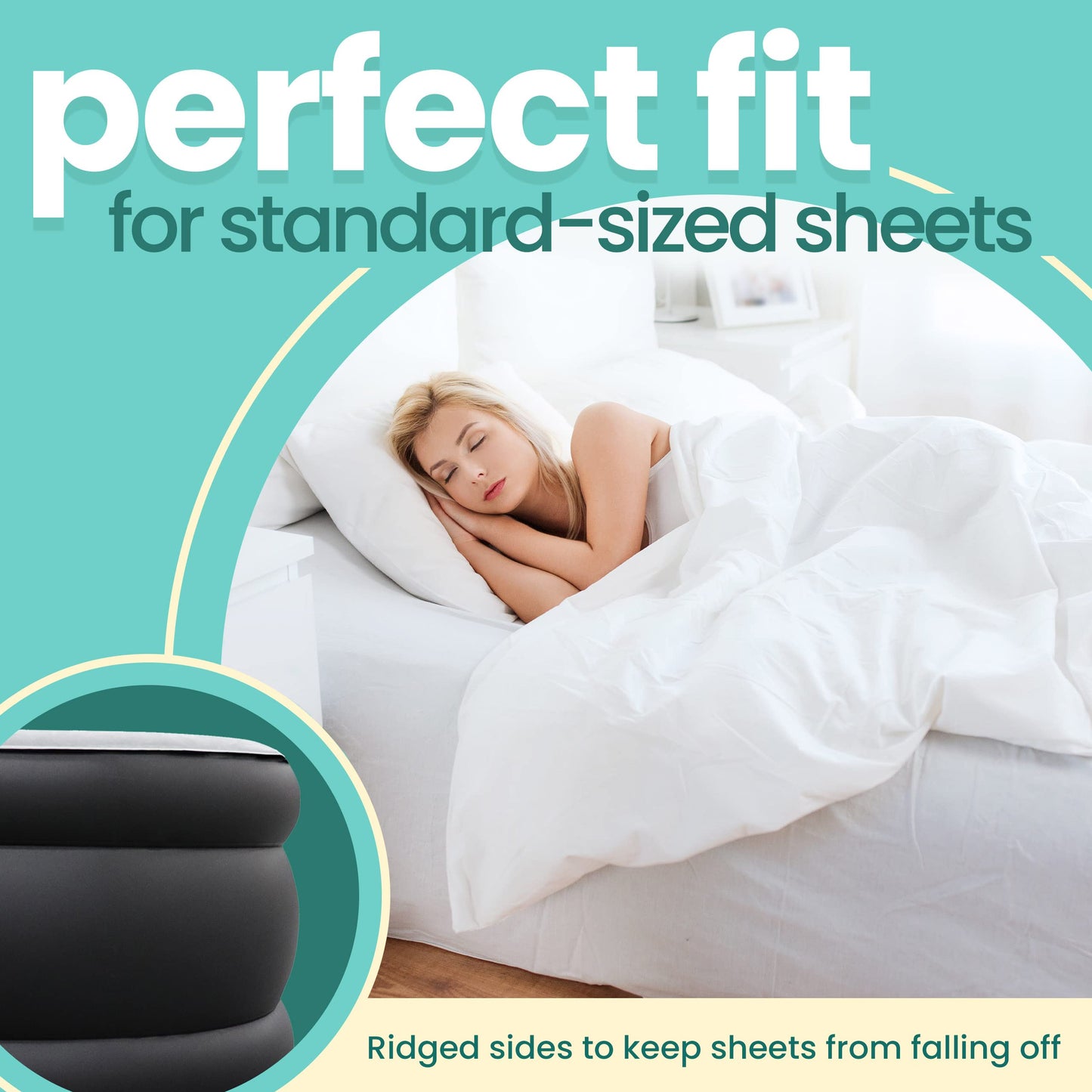 EZ INFLATE Air Mattress with Built in Pump - Queen Size Double-High Inflatable Mattress with Flocked Top - Easy Inflate, Water