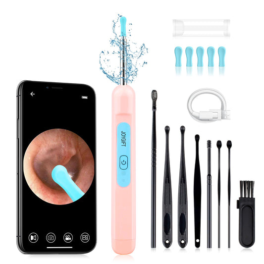 Joygift Ear Wax Removal Kit with Camera,1080P Earpick,with IP67 Waterproof Lens,6 LED Lights,8Pcs Ear Care Kit for Daily Use,Wireless Visual Ear Scoop Tool for Android and iPhone Tablets,Pink