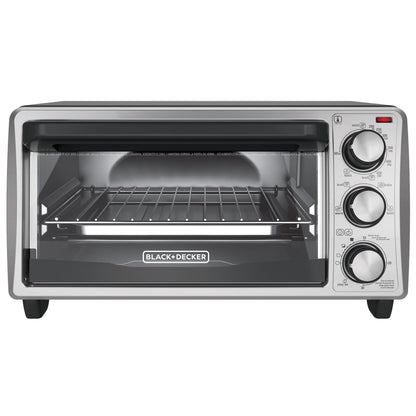 BLACK+DECKER 4-Slice Toaster Oven, Even Toast Technology, Fits a 9" Pizza, Black