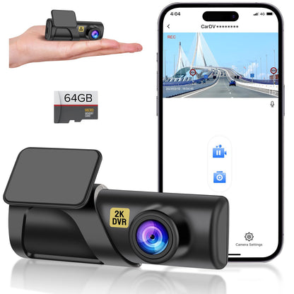Dash Cam, WiFi FHD 1080P Dash Camera for Cars, Mini Car Camera, Dash Cam Front with Free 64GB SD Card, 160° Wide Angle, Night Vision, Loop Recording, 24H Parking Monitor, Support 128GB Max